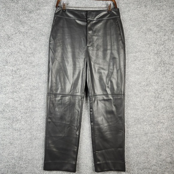 Banana Republic Pants - Banana Republic Pants Womens Black Faux Leather Straight Leg Size 6 High Rise